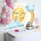 Aperturee - Aperturee Sun Rainbow Here Comes The Son Baby Shower Backdrop